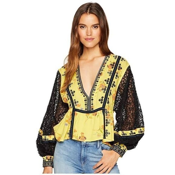 Free People Boogie All NightYellow Blouse XS - Picture 12 of 13